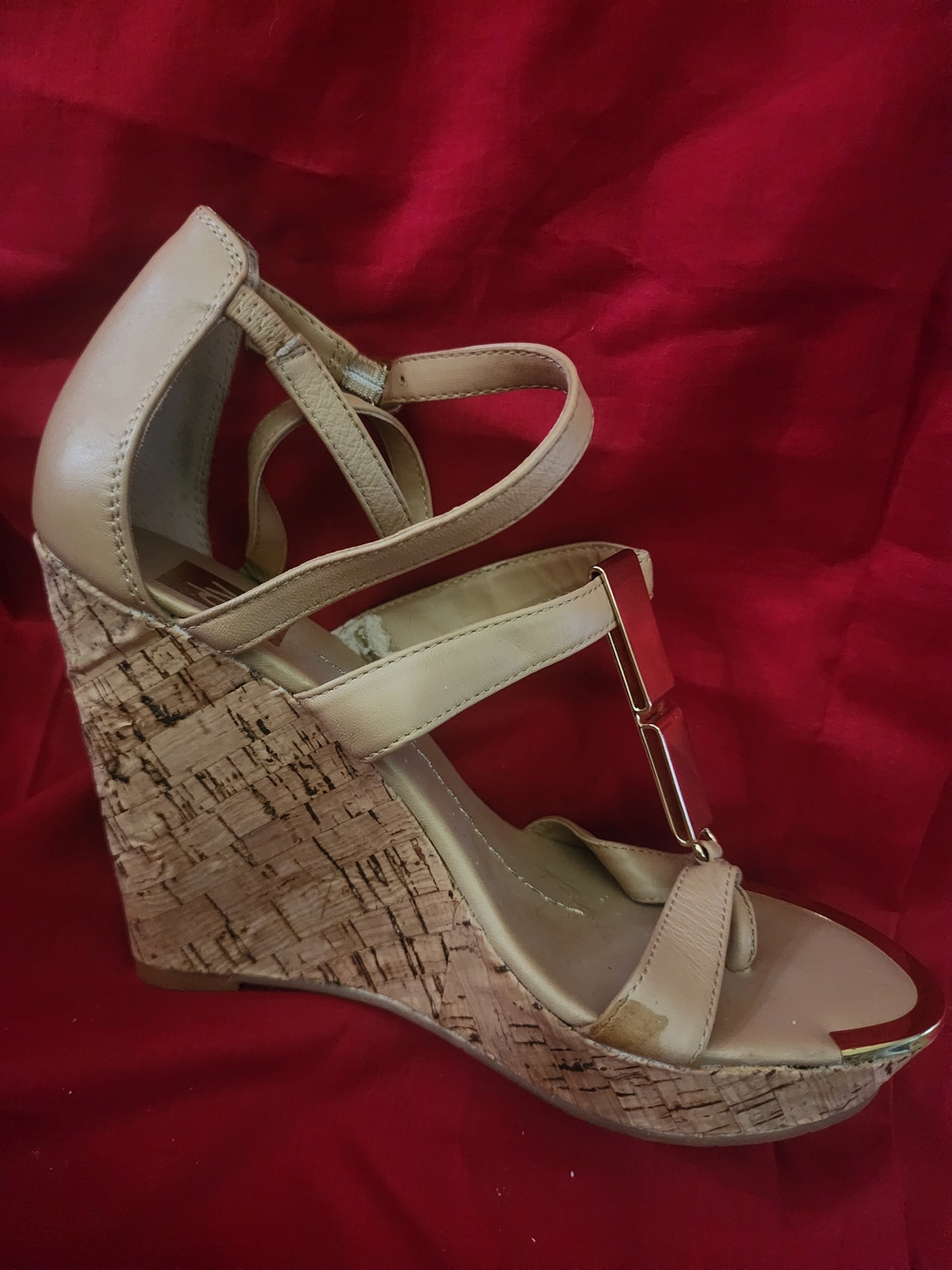 DV Dolce Vita Beige Cork Wedge Sandals - Women